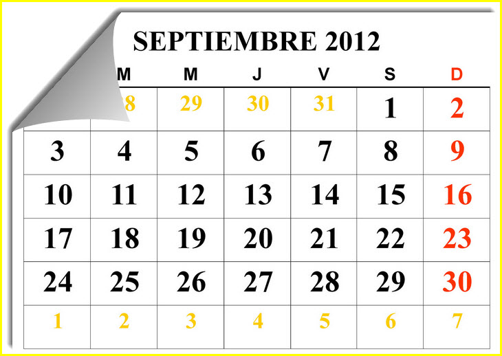 Calendario de eventos de septiembre 2012
