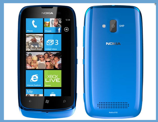 Nokia Lumia 610, vista exterior