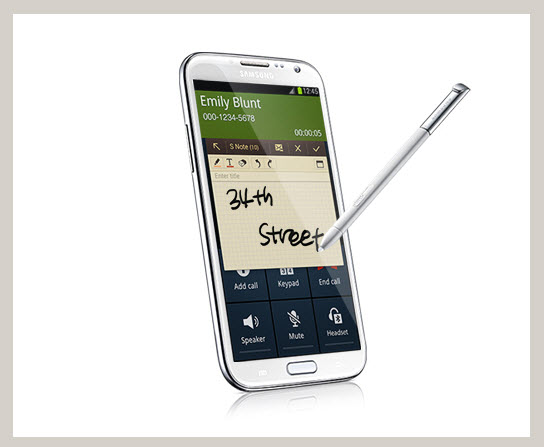 Samsung Galaxy Note II, lapiz digital