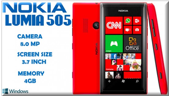 Nokia Lumia 505, caracteristicas