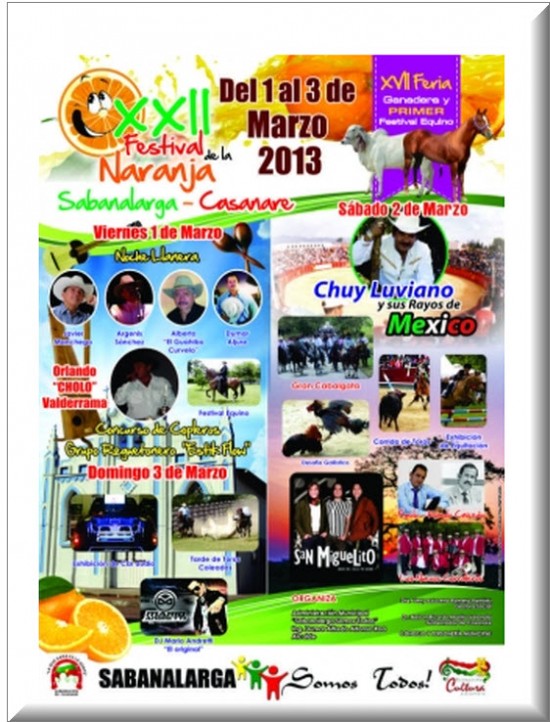 Cartel oficial Festival de la Naranja en Sabanalarga