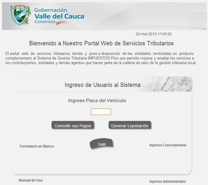 pago impuestos sobre vehículos del valle del cauca y cali 2013