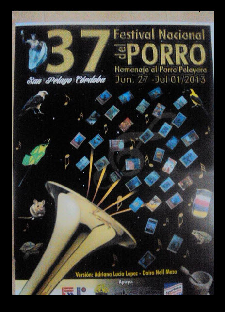 Afiche oficial Festival Nacional del Porro en San Pelayo 2013