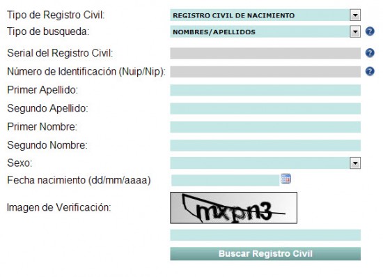 registro civil en linea 2013