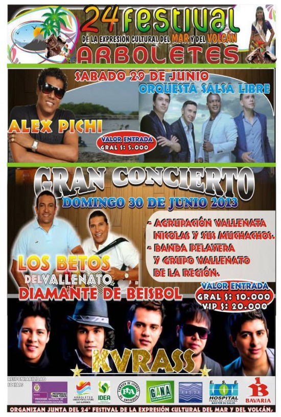 Afiche oficial Gran Concierto Festival de la Expresión Cultural del Mar y el Volcán 2013