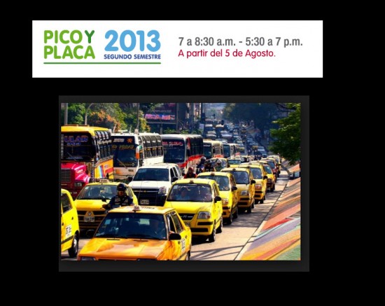 Pico y placa en Medellin 2013, segundo semestre