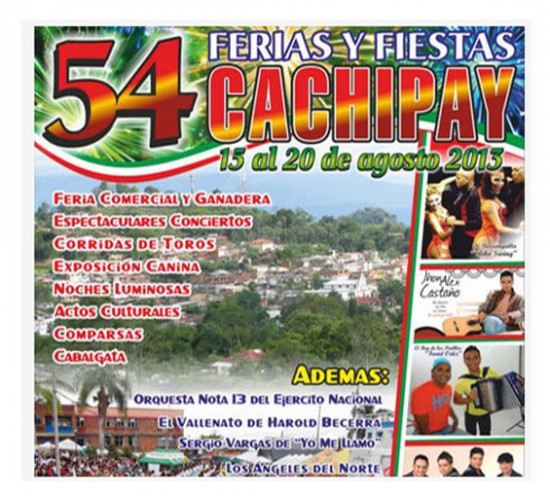 Afiche oficial Ferias y Fiestas en Cachipay, Cundinamarca 2013