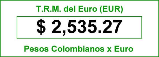 Tasa representativa del mercado del euro en Colombia para el jueves 03 de julio de 2014