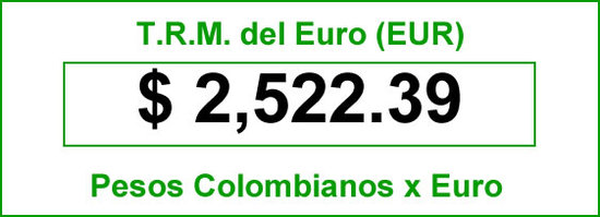 t.r.m. del Euro en colombia para el jueves 7 de agosto de 2014