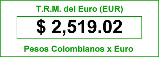 t.r.m. del Euro en colombia para el lunes 11 de agosto de 2014