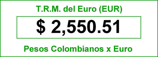 t.r.m. del Euro en colombia para el  domingo 17 de agosto de 2014