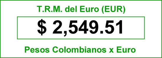 t.r.m. del Euro en colombia para el  vernes 29 de agosto de 2014