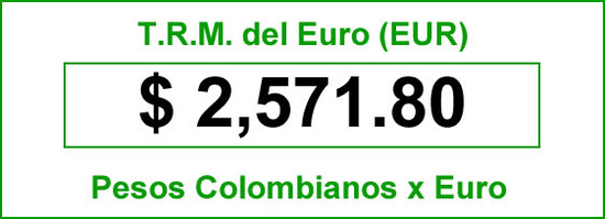 t.r.m. del Euro en colombia para el sábado 13 de septiembre de 2014