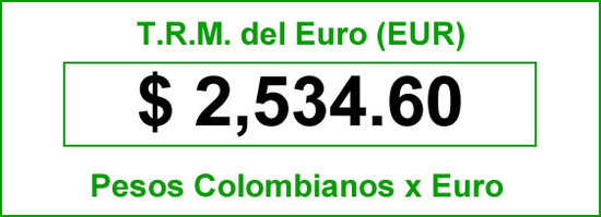 t.r.m. del Euro en colombia para el  miercoles 3 de septiembre de 2014