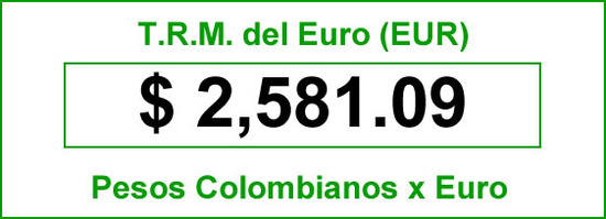 t.r.m. del Euro en colombia para el sábado 13 de septiembre de 2014