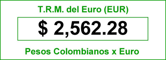 t.r.m. del Euro en colombia para el viernes 12 de septiembre de 2014