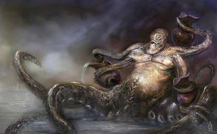 fantasticos monstruos del zodico digital art damon hellandbrand acuario