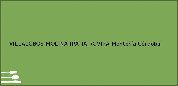 Teléfono, Dirección y otros datos de contacto para VILLALOBOS MOLINA IPATIA ROVIRA, Montería, Córdoba, Colombia