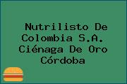 Nutrilisto De Colombia S.A. Ciénaga De Oro Córdoba