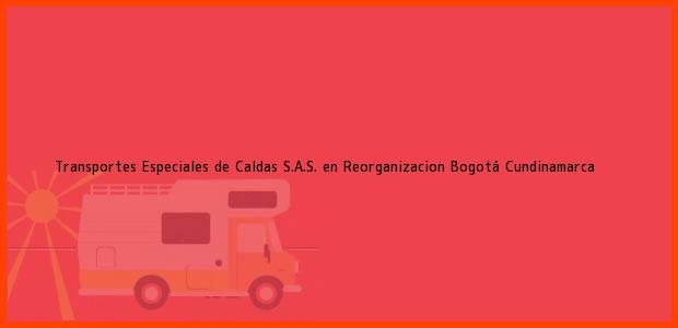Teléfono, Dirección y otros datos de contacto para Transportes Especiales de Caldas S.A.S. en Reorganizacion, Bogotá, Cundinamarca, Colombia