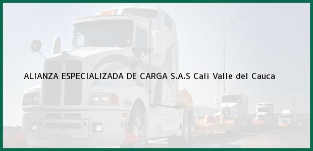 Teléfono, Dirección y otros datos de contacto para ALIANZA ESPECIALIZADA DE CARGA S.A.S, Cali, Valle del Cauca, Colombia
