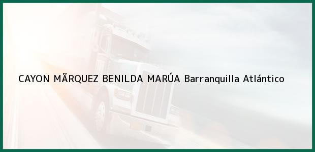 Teléfono, Dirección y otros datos de contacto para CAYON MÃRQUEZ BENILDA MARÚA, Barranquilla, Atlántico, Colombia