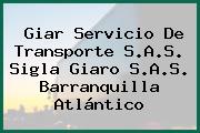 Giar Servicio De Transporte S.A.S. Sigla Giaro S.A.S. Barranquilla Atlántico