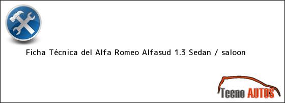 Ficha Técnica del Alfa Romeo Alfasud 1.3 Sedan / saloon