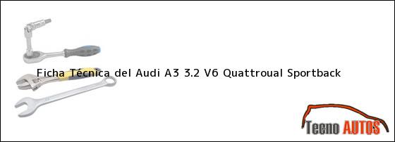 Ficha Técnica del <i>Audi A3 3.2 V6 Quattroual Sportback</i>