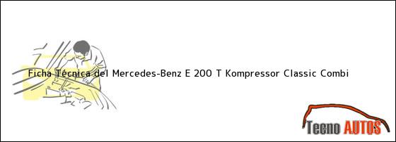 Ficha Técnica del <i>Mercedes-Benz E 200 T Kompressor Classic Combi</i>