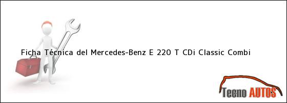 Ficha Técnica del <i>Mercedes-Benz E 220 T CDi Classic Combi</i>