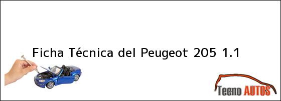 Ficha Técnica del <i>Peugeot 205 1.1</i>