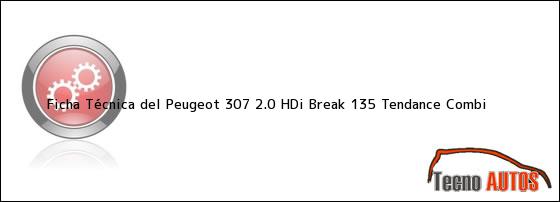 Ficha Técnica del <i>Peugeot 307 2.0 HDi Break 135 Tendance Combi</i>