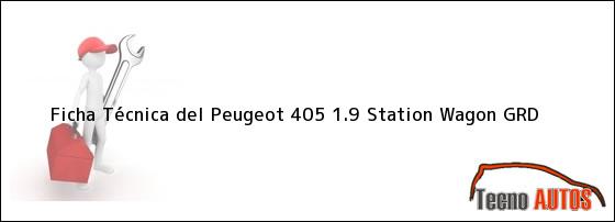 Ficha Técnica del <i>Peugeot 405 1.9 Station Wagon GRD</i>