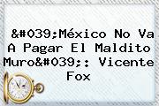 'México No Va A Pagar El Maldito Muro': Vicente Fox