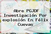 Abre PGJDF Investigación Por <b>explosión</b> En <b>Félix Cuevas</b>