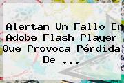 Alertan Un Fallo En <b>Adobe Flash Player</b> Que Provoca Pérdida De <b>...</b>
