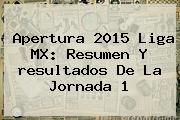 Apertura <b>2015 Liga MX</b>: Resumen Y <b>resultados</b> De La Jornada 1