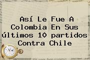 Así Le Fue A <b>Colombia</b> En Sus últimos 10 <b>partidos</b> Contra <b>Chile</b>