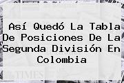 Así Quedó La Tabla De Posiciones De La Segunda División En Colombia