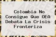 Colombia No Consigue Que <b>OEA</b> Debata La Crisis Fronteriza