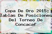 <b>Copa</b> De <b>Oro 2015</b>: Tablas De Posiciones Del Torneo De Concacaf