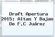 Draft <b>Apertura 2015</b>: <b>Altas Y Bajas</b> De F.C Juárez