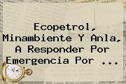 <b>Ecopetrol</b>, Minambiente Y Anla, A Responder Por Emergencia Por ...