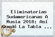 <b>Eliminatorias</b> Sudamericanas A <b>Rusia 2018</b>: Así Quedó La Tabla ...