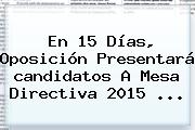 En 15 Días, Oposición Presentará <b>candidatos</b> A Mesa Directiva <b>2015</b> <b>...</b>