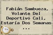 Fabián Sambueza, Volante Del <b>Deportivo Cali</b>, Estaría Dos Semanas ...
