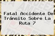 Fatal Accidente De Tránsito Sobre La Ruta 7