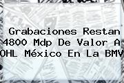 Grabaciones Restan 4800 Mdp De Valor A <b>OHL</b> México En La BMV