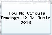 <b>Hoy No Circula</b> Domingo <b>12 De Junio 2016</b>